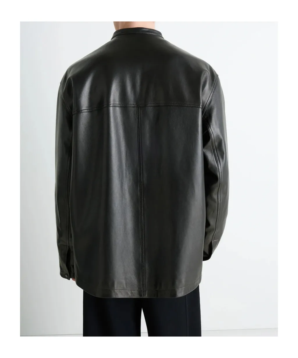 Leather Collarstand Overshir