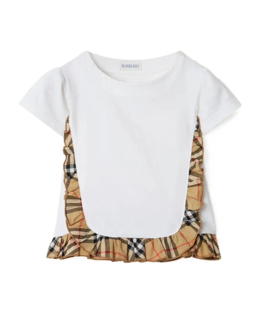 Burberry Kids Ruffled Panel T-Shirt