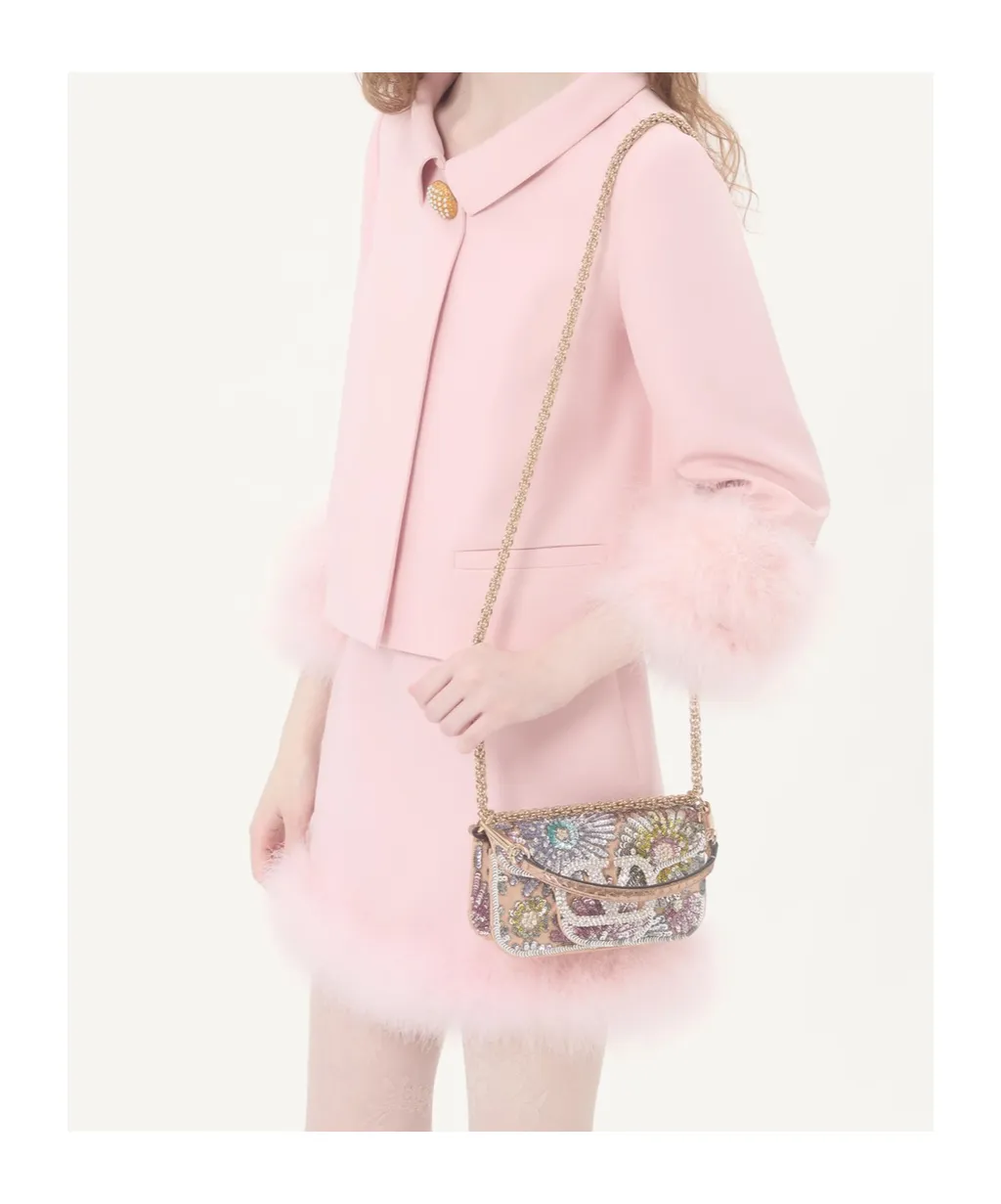Valentino Garavani Locò Small Embroidered Shoulder Bag With Jewel Logo