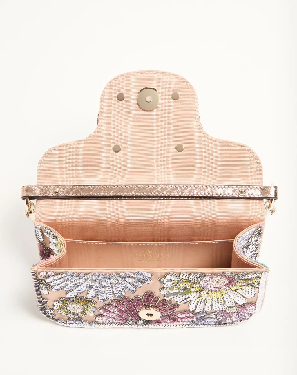 Valentino Garavani Locò Small Embroidered Shoulder Bag With Jewel Logo