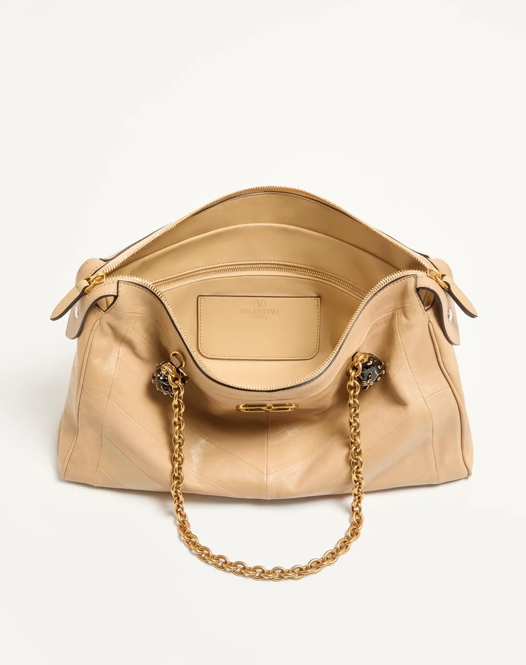 Valentino Panthea Chevron Patterned Zip-Up Shoulder Bag