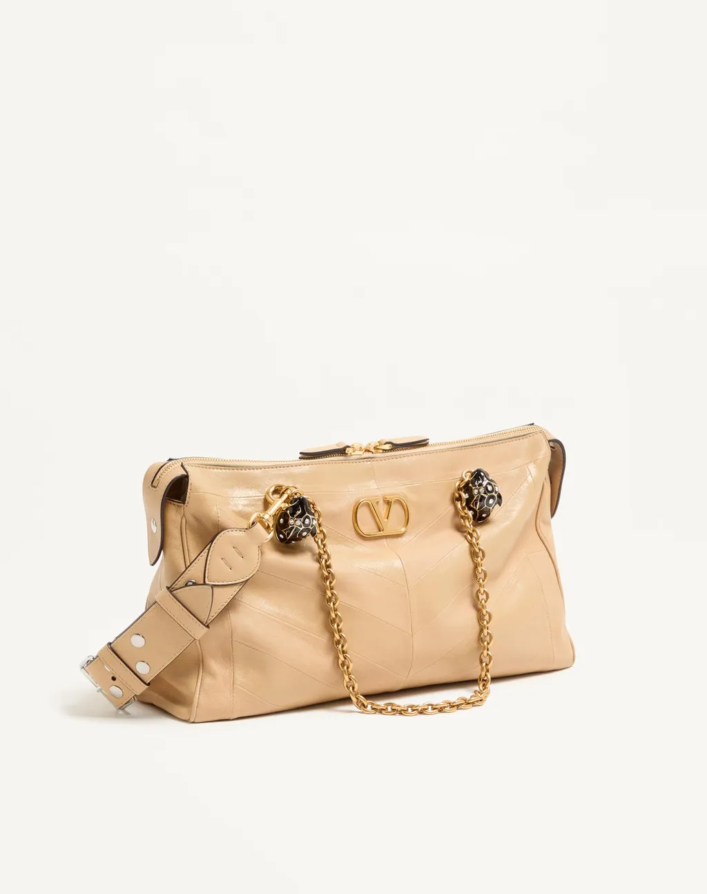 Valentino Panthea Chevron Patterned Zip-Up Shoulder Bag