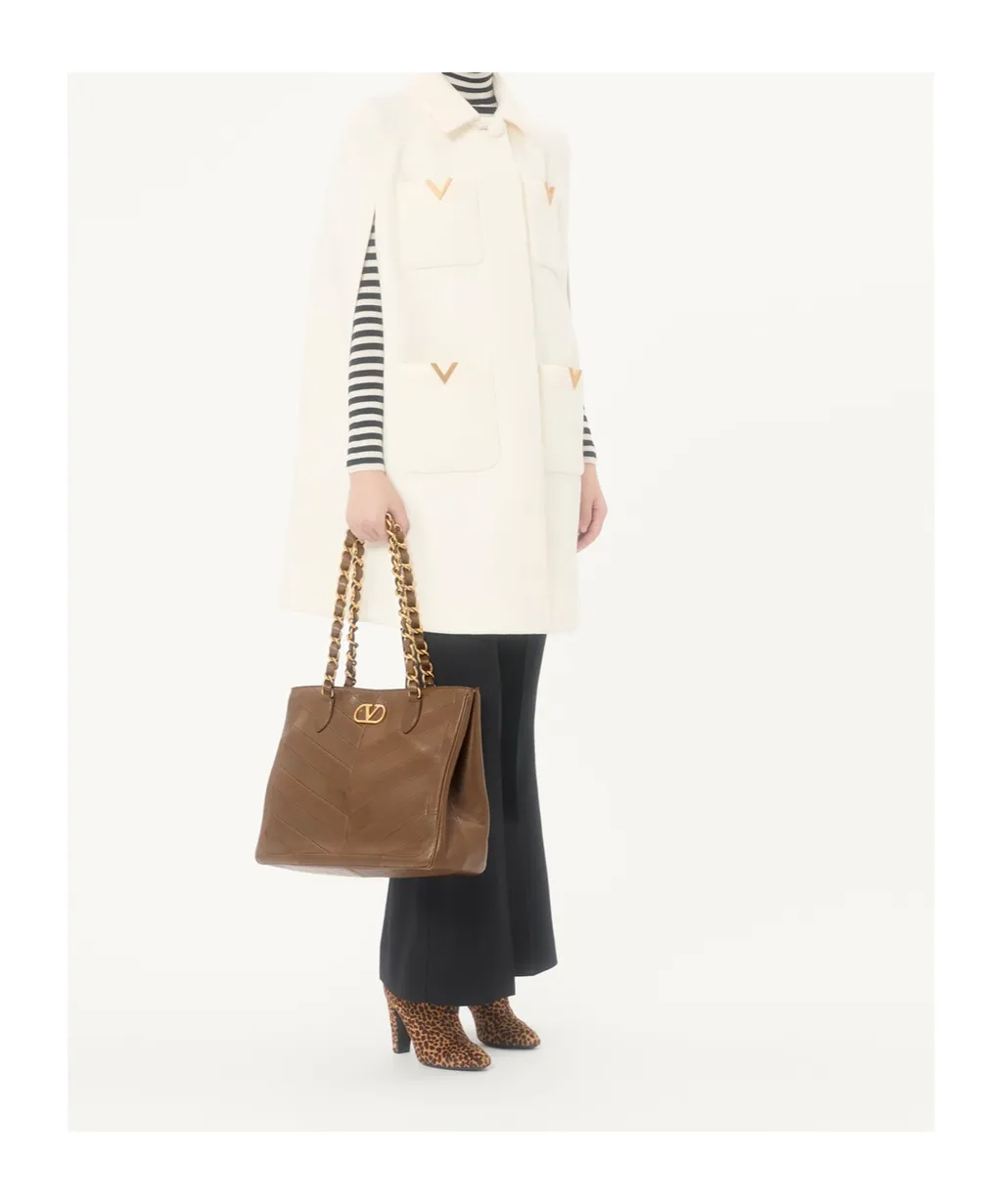 Valentino Laseine Vlogo Signature Chevron Patterned Tote Bag