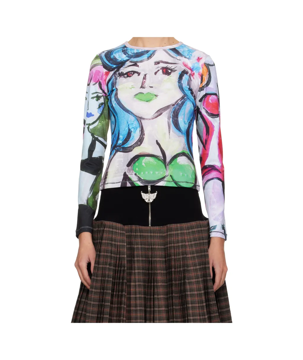 Graphic-Print Long-Sleeved T-Shirt