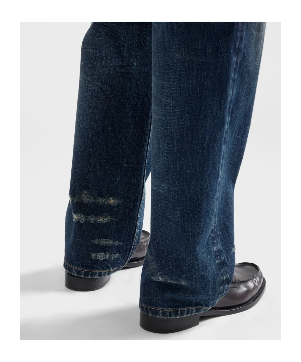 Prada Straight-Leg Distressed Denim Jeans