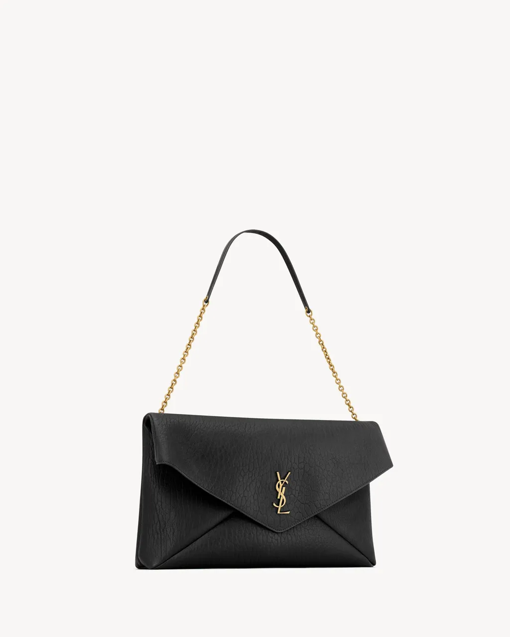 Saint Laurent Logo Plaque Foldover Top Clutch Bag