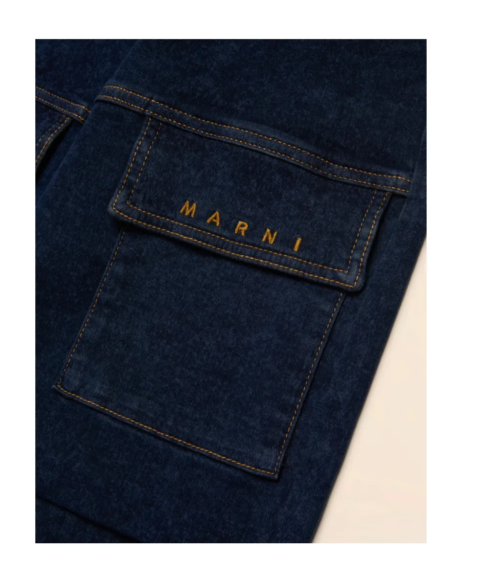 Marni Kids Logo Embroidered Cargo Jeans