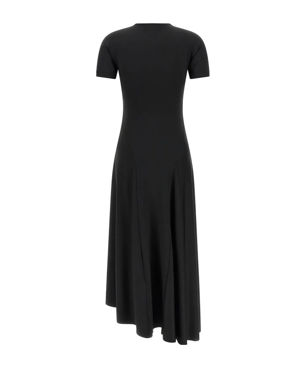 Asymmetric-Hem Midi Dress