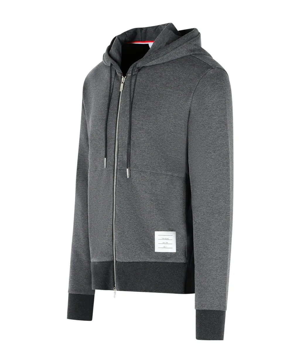 Thom Browne Logo Patch Zip-Up Hoodie