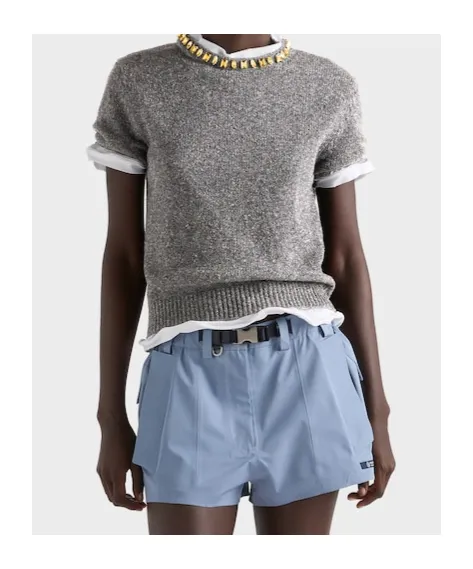 Prada Embellished Short Sleeved Jumper