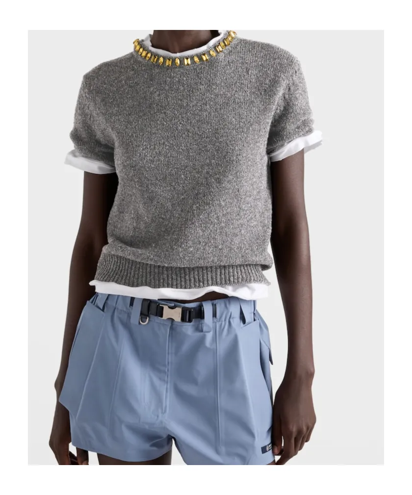 Prada Embellished Short Sleeved Jumper