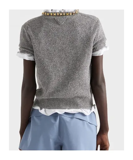 Prada Embellished Short Sleeved Jumper