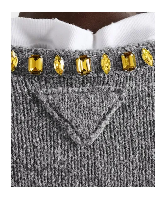 Prada Embellished Short Sleeved Jumper