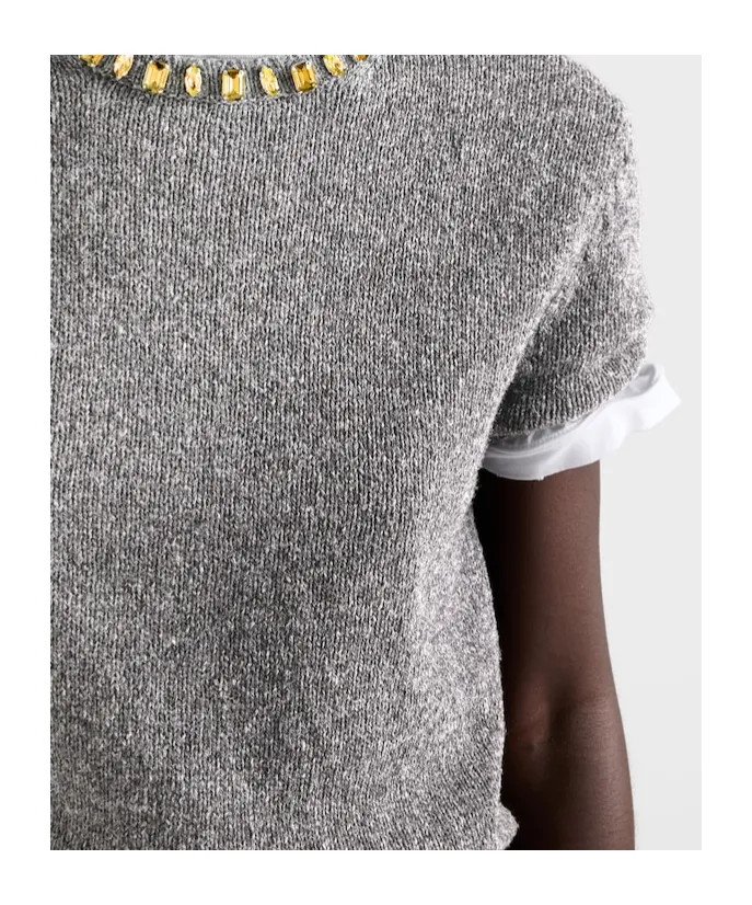 Prada Embellished Short Sleeved Jumper