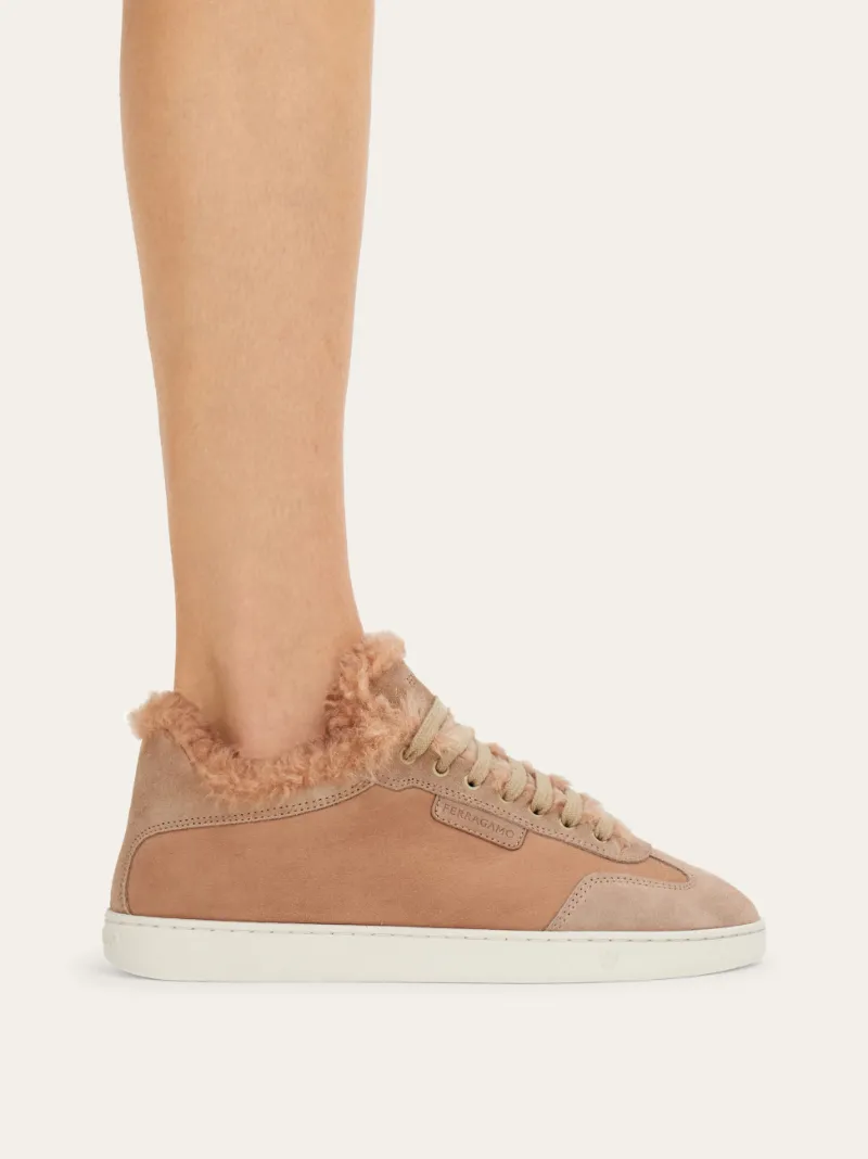 Low Cut Sneaker With Shearling Detail