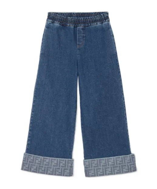 Fendi Kids Logo Cuff Wide-Leg Jeans