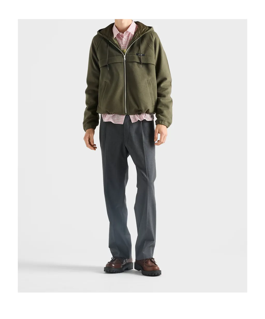 Hooded Technical Fabric Blouson Jacket