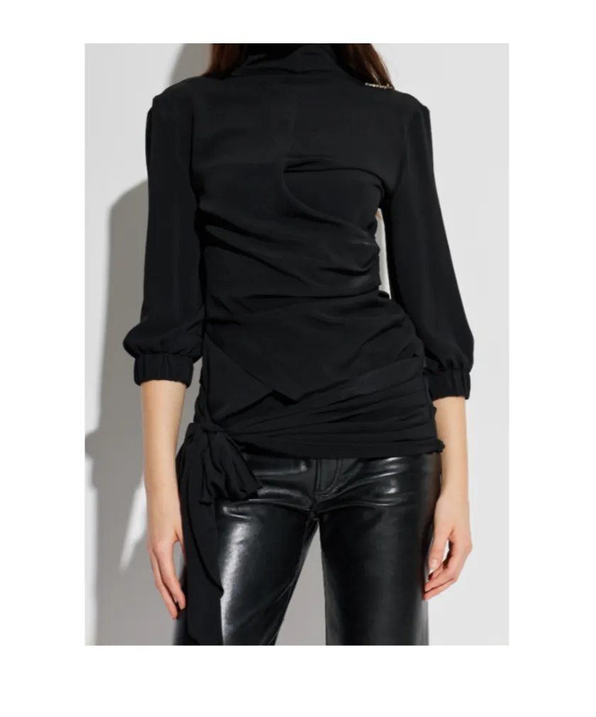 The Attico Ruched Detailed Logo Plaque Top