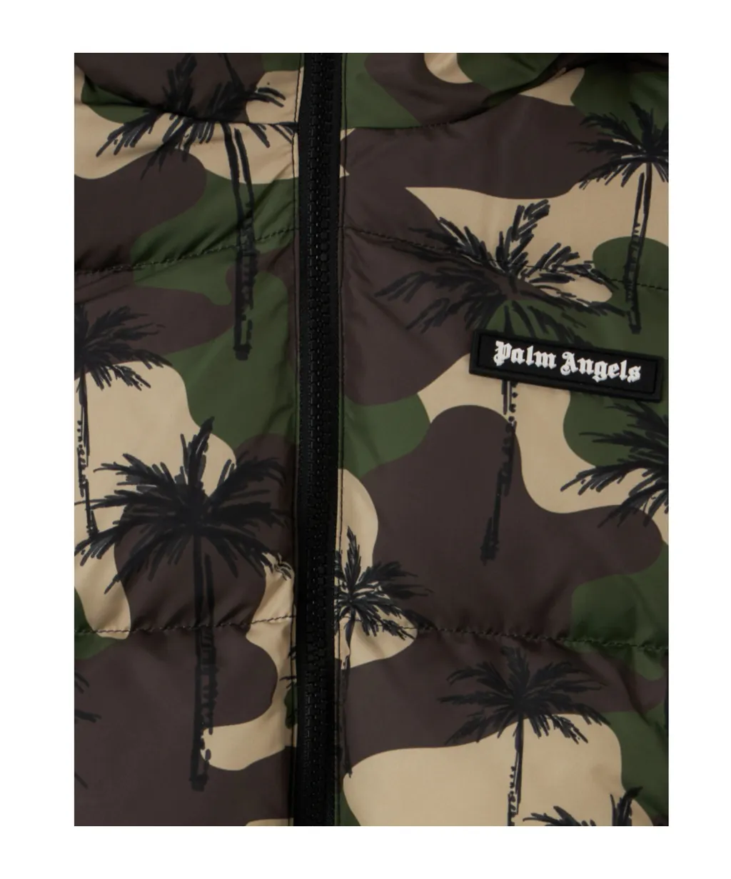 Palm Angels Kids Palm-Tree Hooded Puffer Jacket