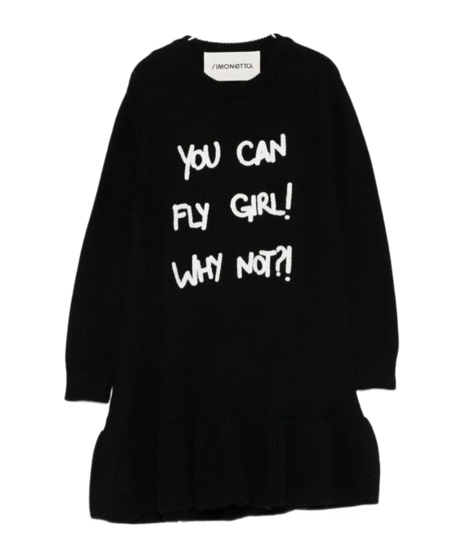 Simonetta Slogan Printed Dress