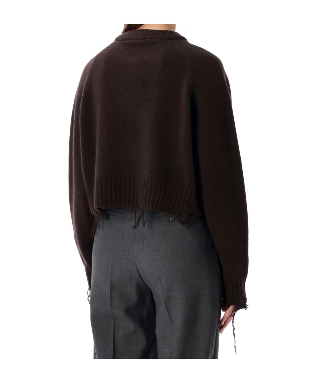 Low Classic Damaged Cropped Knitted Sweater