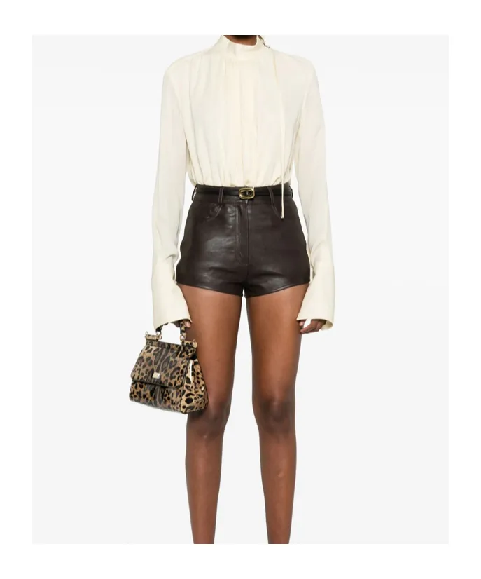 Pleated High-Neck Top