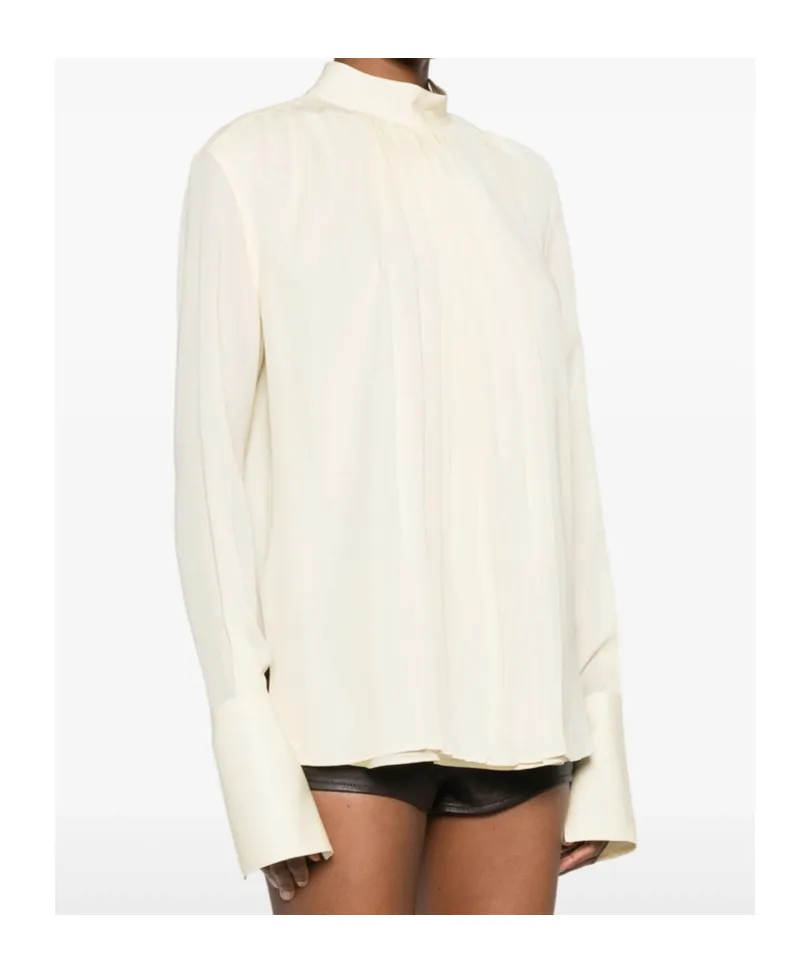Pleated High-Neck Top