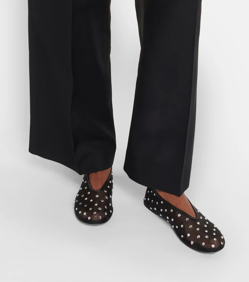 Marcy Crystal-Embellished Ballet Flats