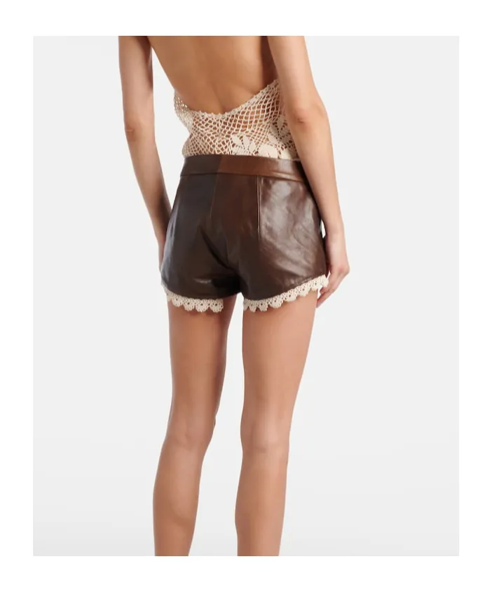 Crochet Leather Shorts