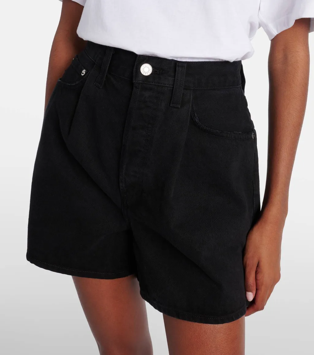 Rhoda Ruched High-Rise Denim Shorts