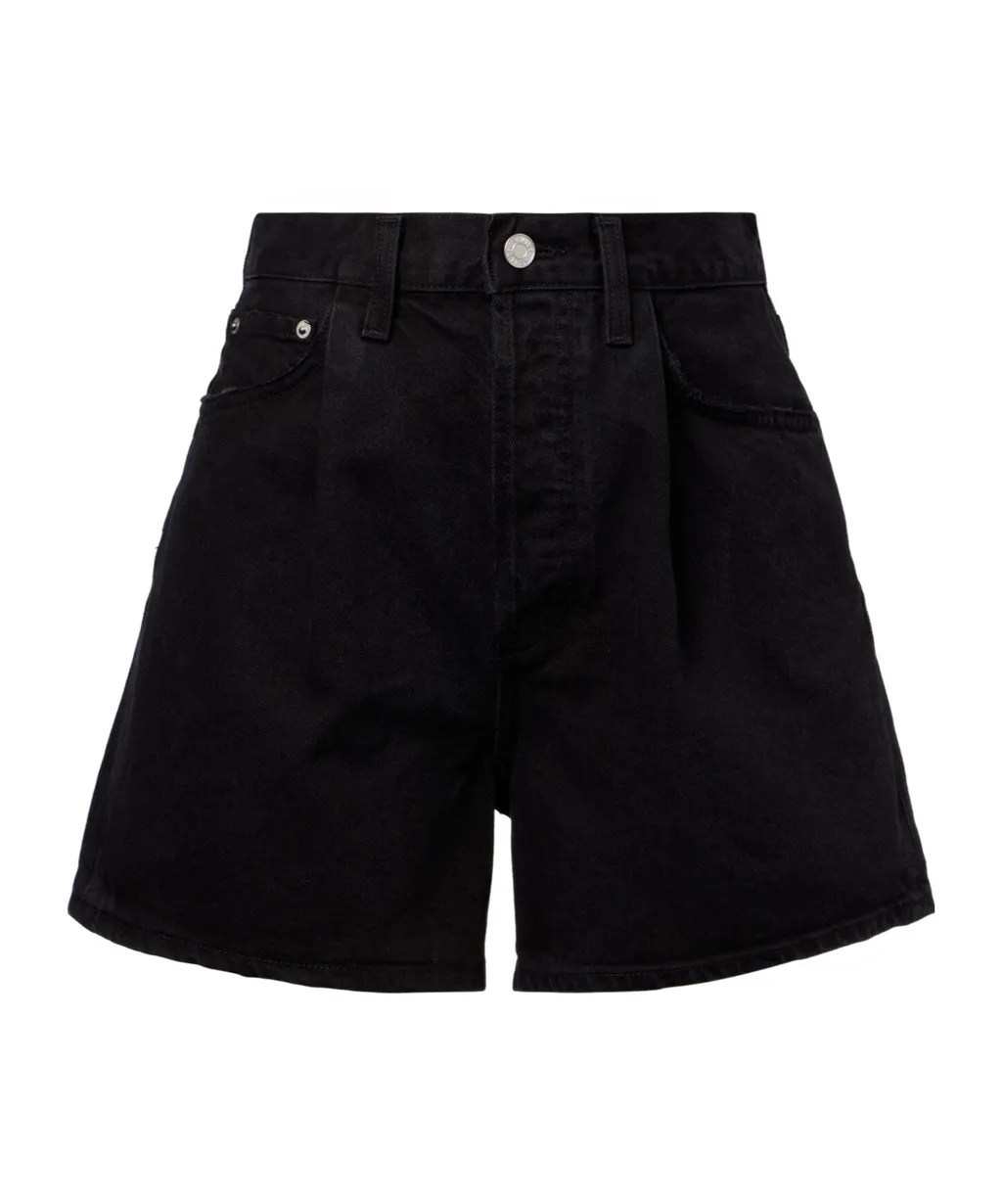 Rhoda Ruched High-Rise Denim Shorts
