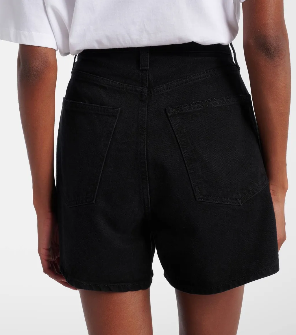 Rhoda Ruched High-Rise Denim Shorts