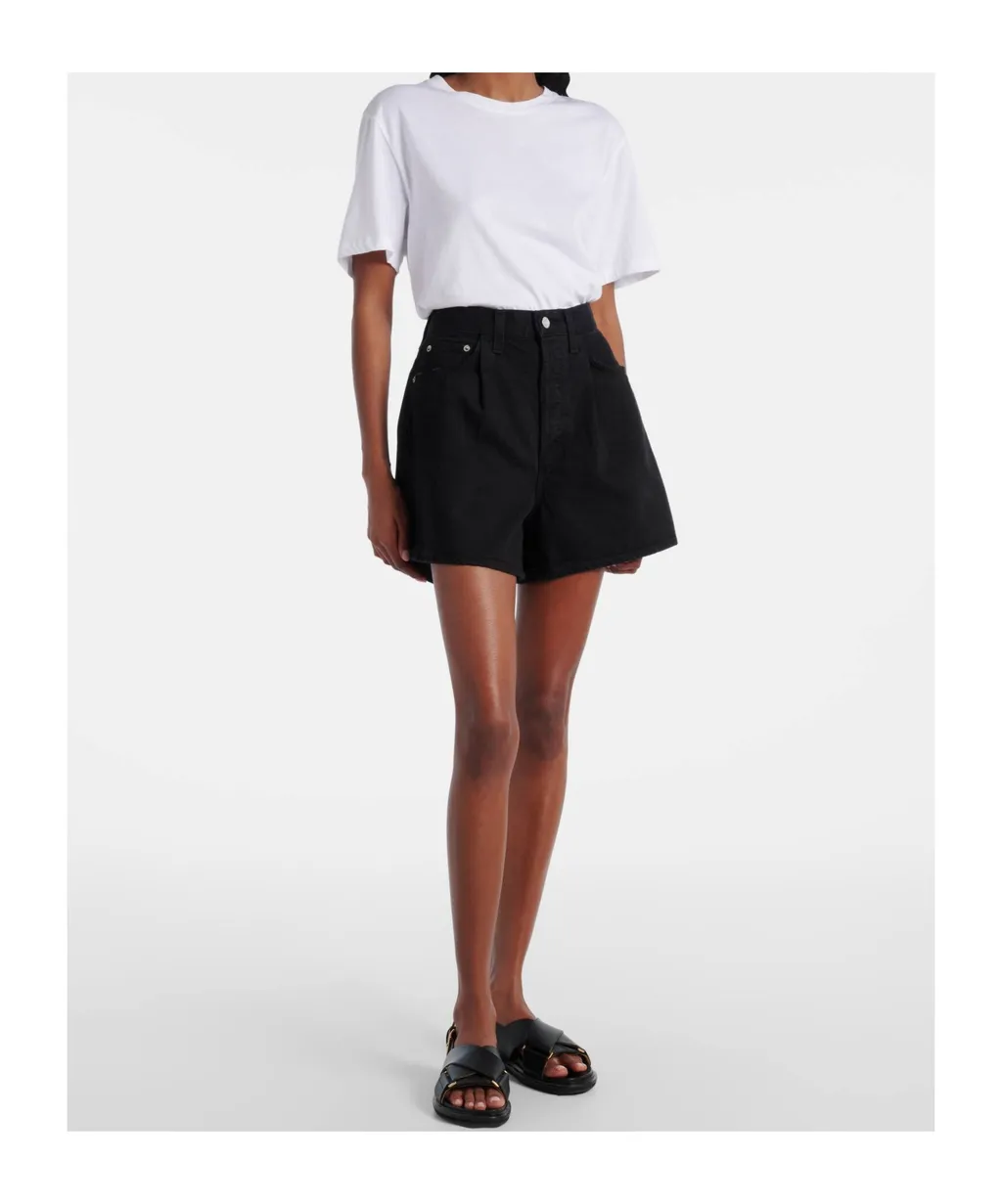 Rhoda Ruched High-Rise Denim Shorts