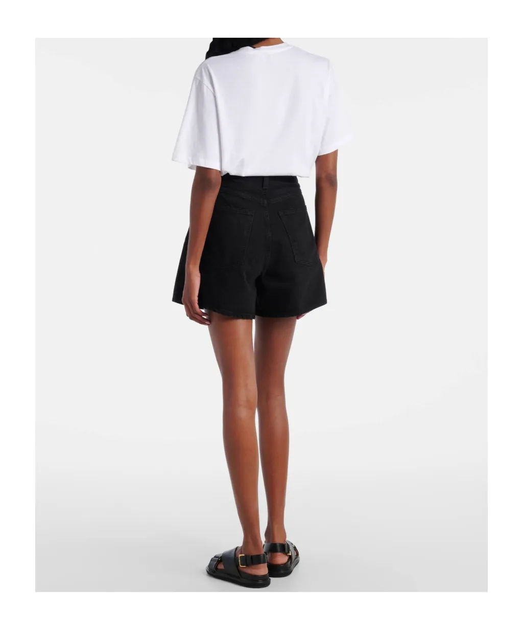 Rhoda Ruched High-Rise Denim Shorts