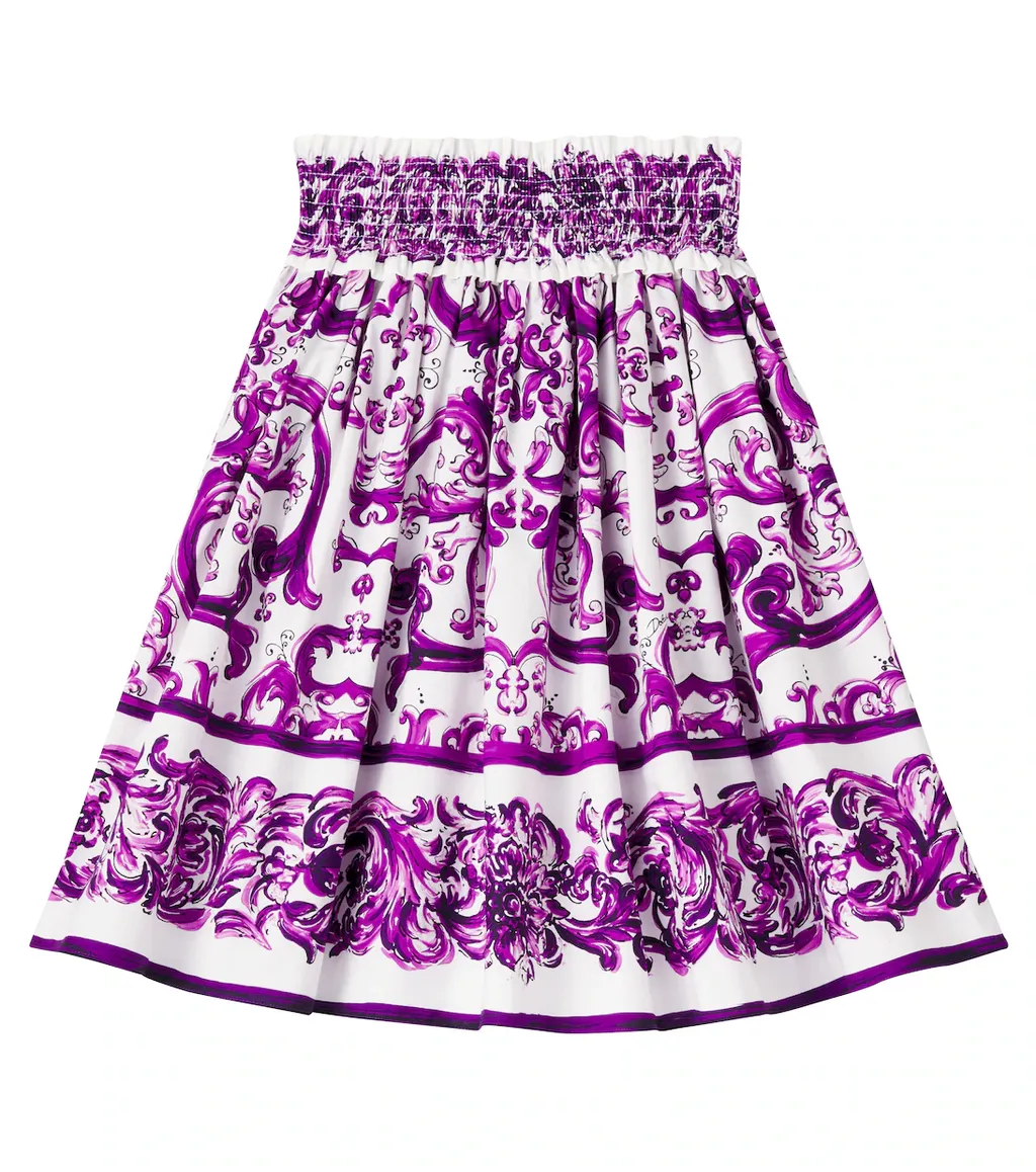Majolica Printed Cotton Poplin Skirt