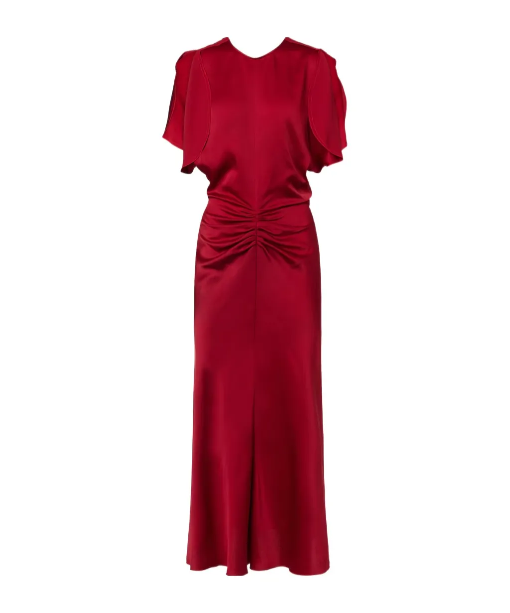Gathered CrÊPe Satin Midi Dress