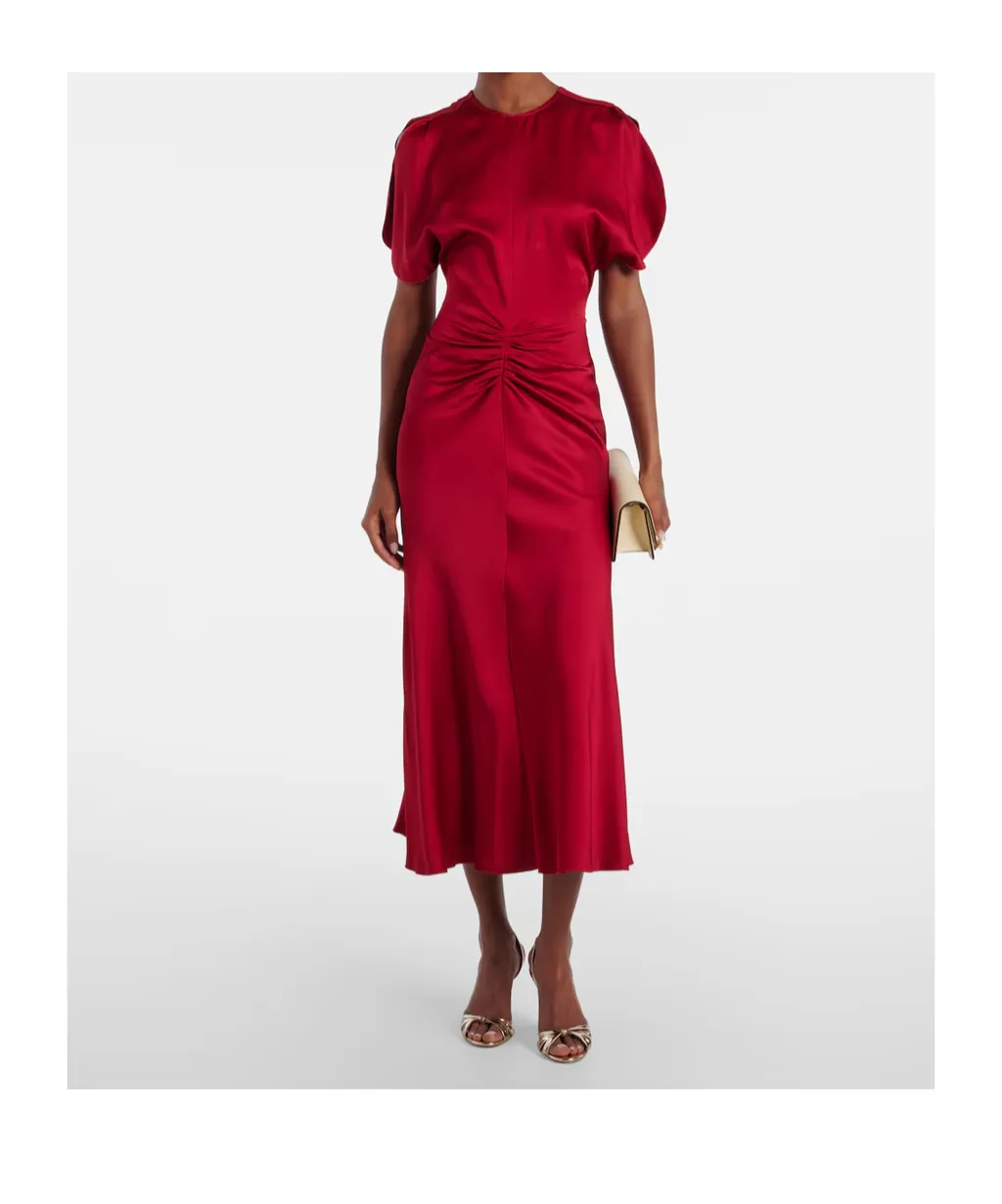 Gathered CrÊPe Satin Midi Dress