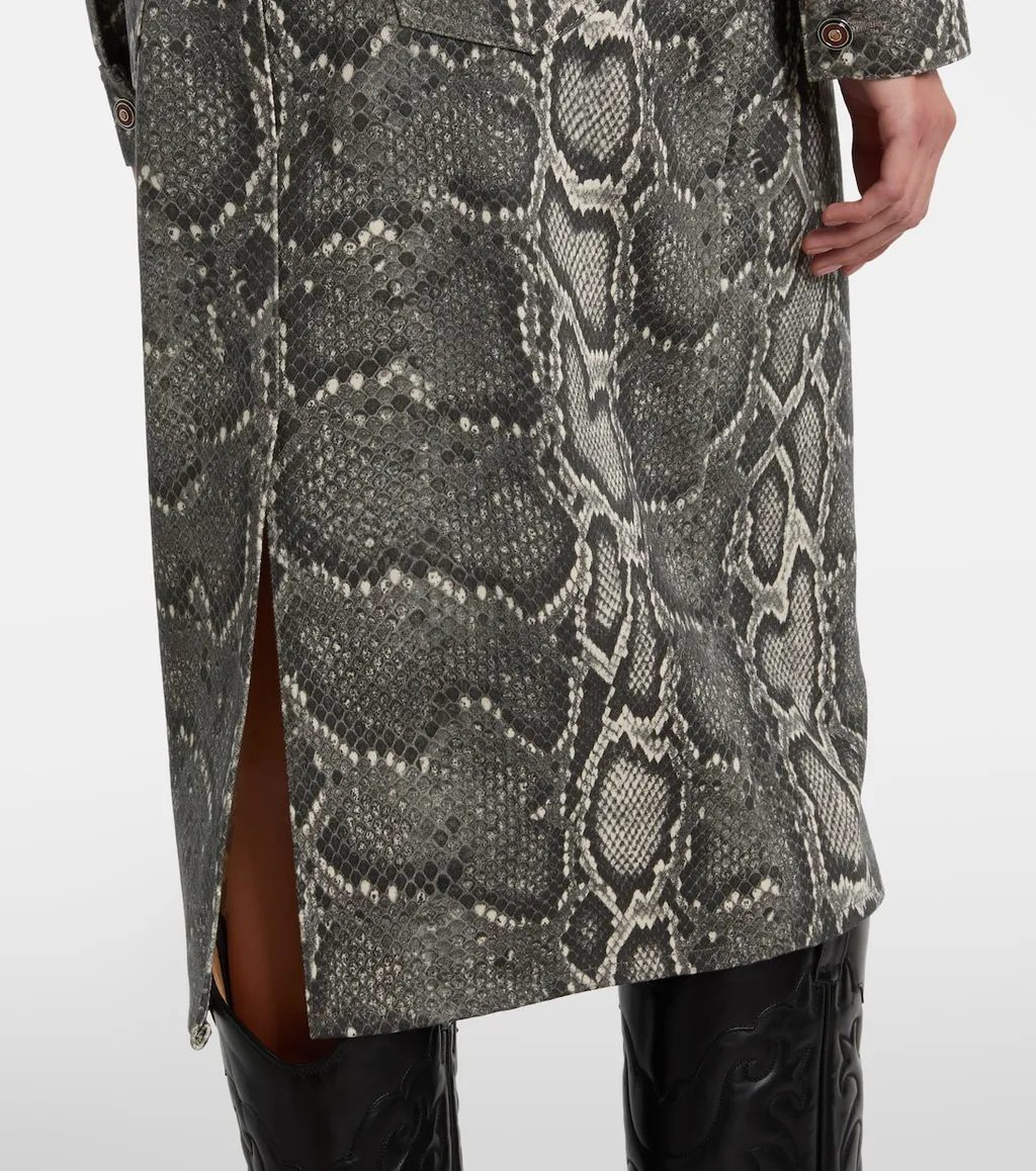 Adelaide Snake-Print Cotton Midi Skirt