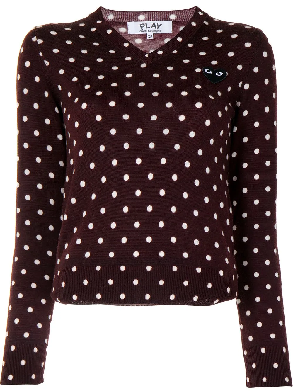 Polka Dot-Print V-Neck Jumper