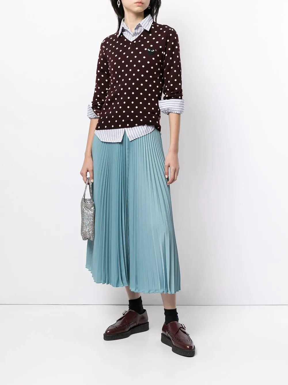 Polka Dot-Print V-Neck Jumper