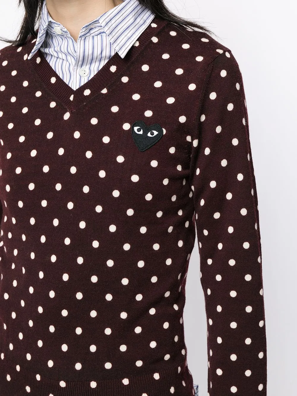 Polka Dot-Print V-Neck Jumper