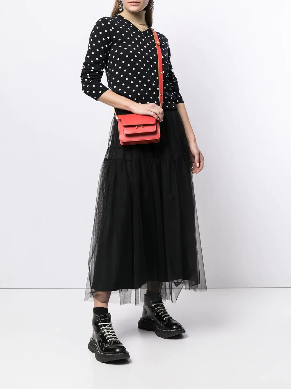 Polka Dot-Print V-Neck Jumper
