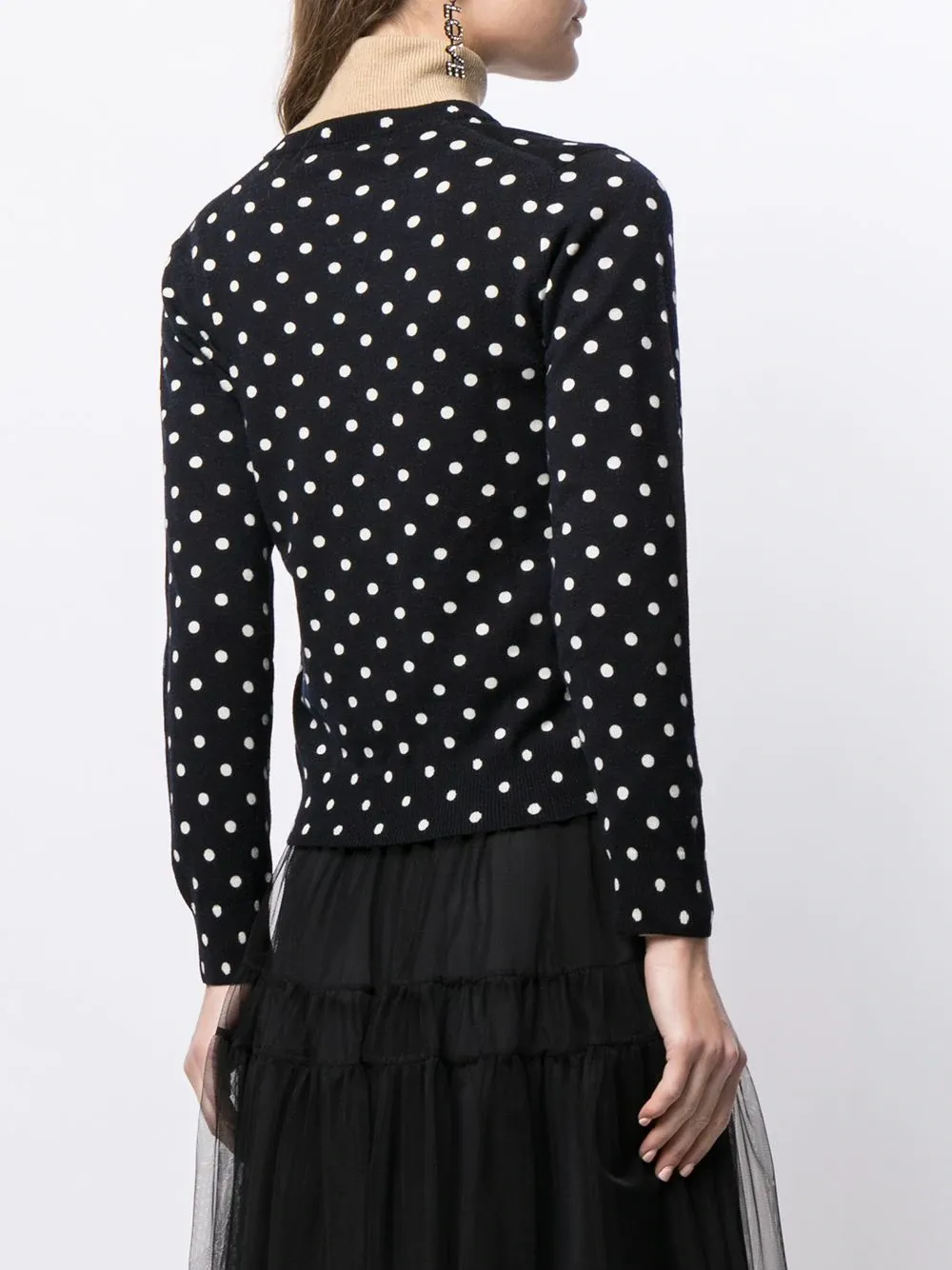 Polka Dot-Print V-Neck Jumper