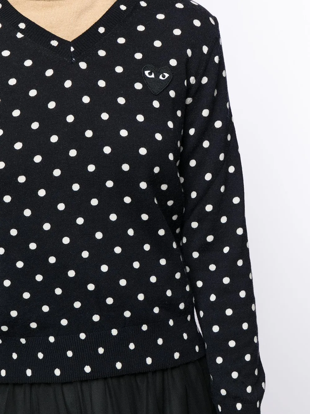 Polka Dot-Print V-Neck Jumper