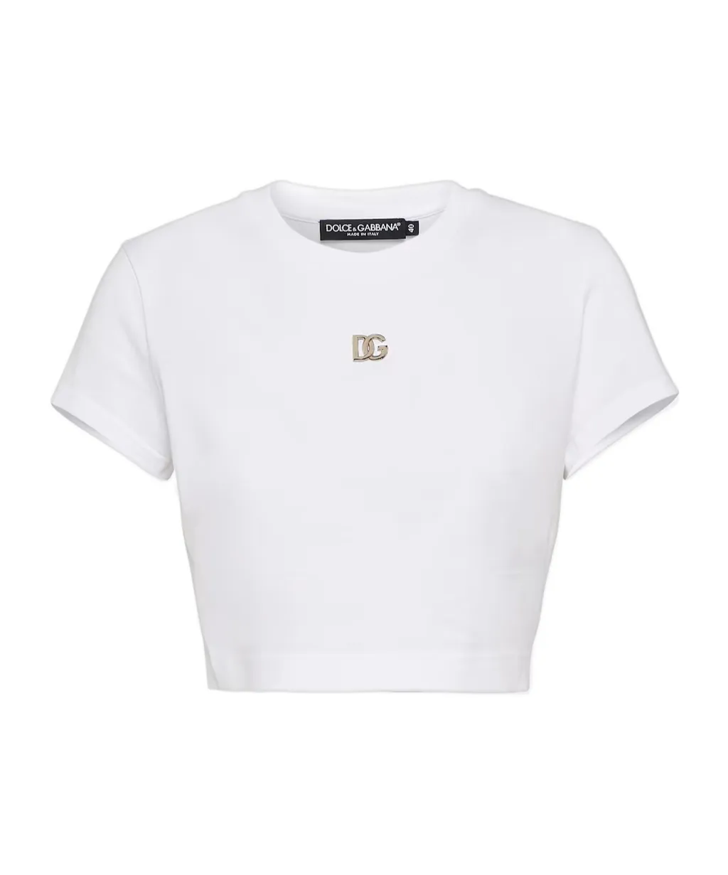 Logo Cotton Jersey Crop Top