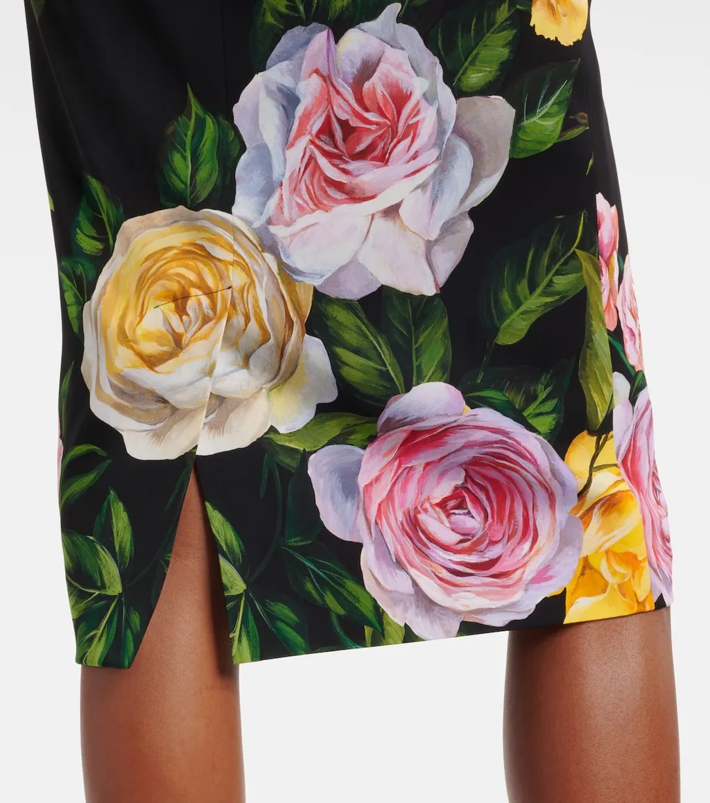 Floral Silk-Blend Midi Dress