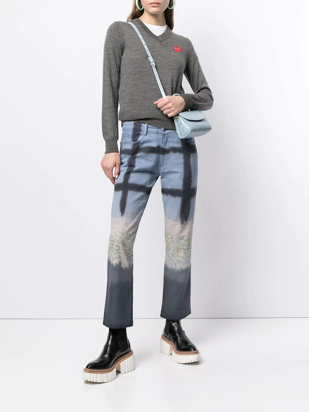 Intarsia Knit-Logo V-Neck Jumper