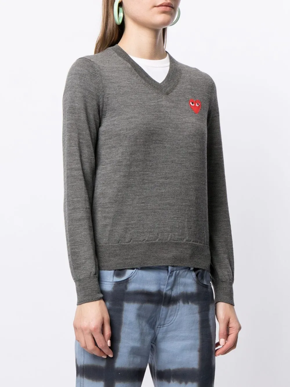 Intarsia Knit-Logo V-Neck Jumper
