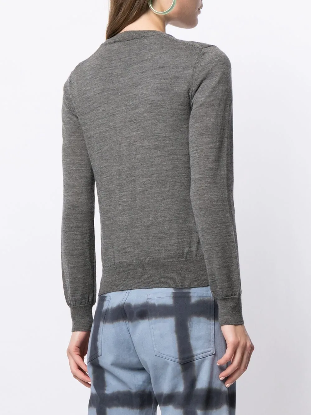Intarsia Knit-Logo V-Neck Jumper