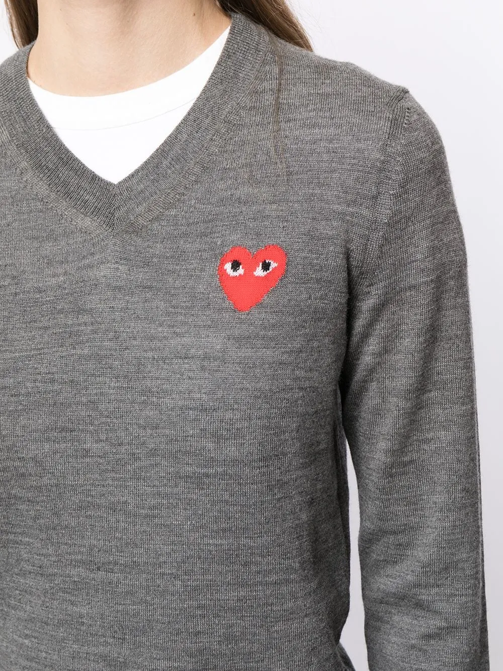 Intarsia Knit-Logo V-Neck Jumper